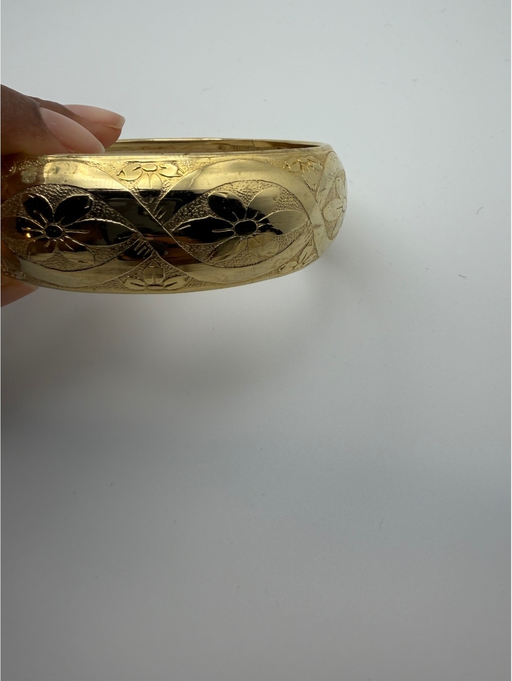 Gold etched bangle bracelet